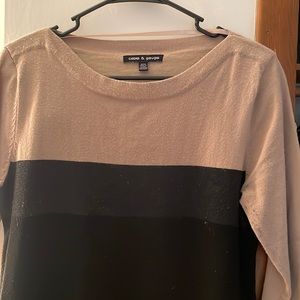 Beige grey and black long sweater